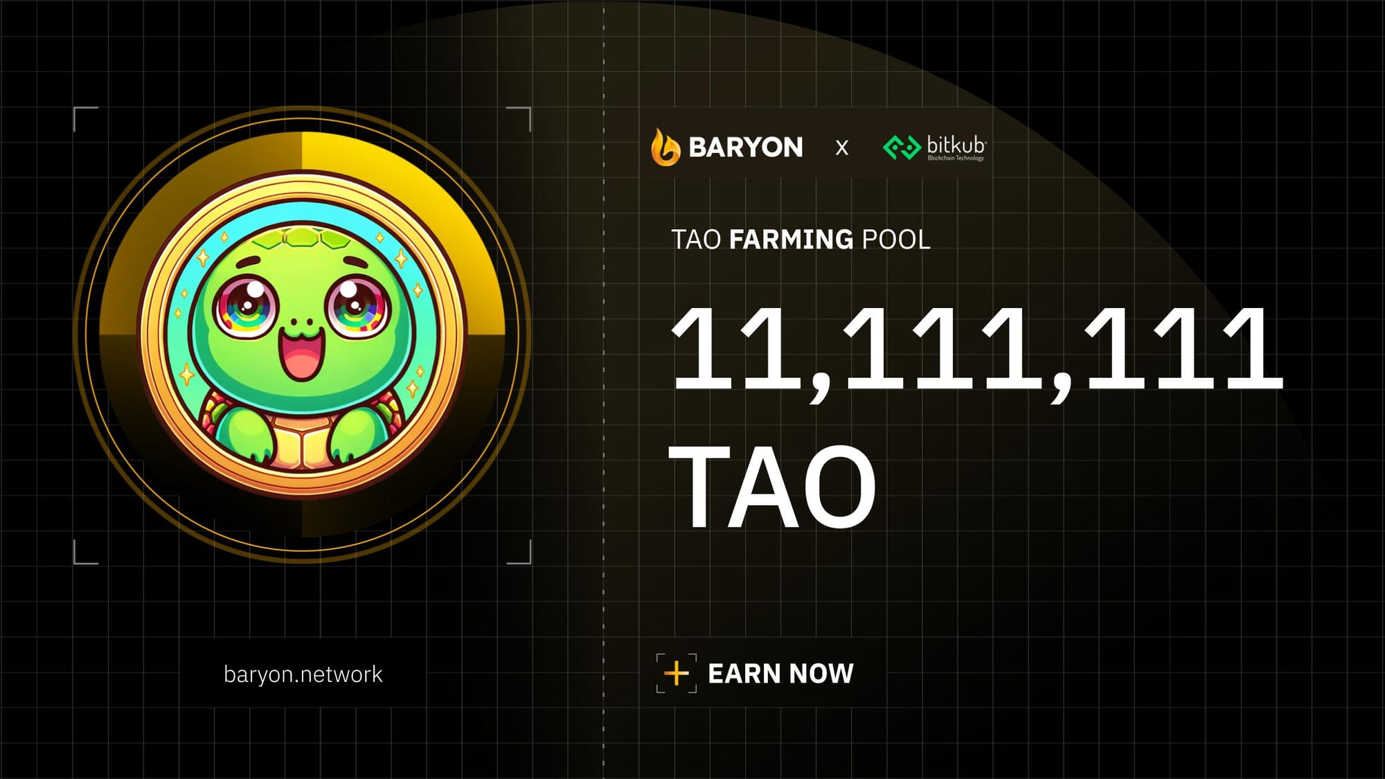 TAO Farming Pool is now live on Baryon, offering enticing rewards totaling 11,111,111 TAO